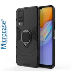 Microcase Vivo Y51 Batman Serisi Yüzüklü Armor Kılıf - Siyah