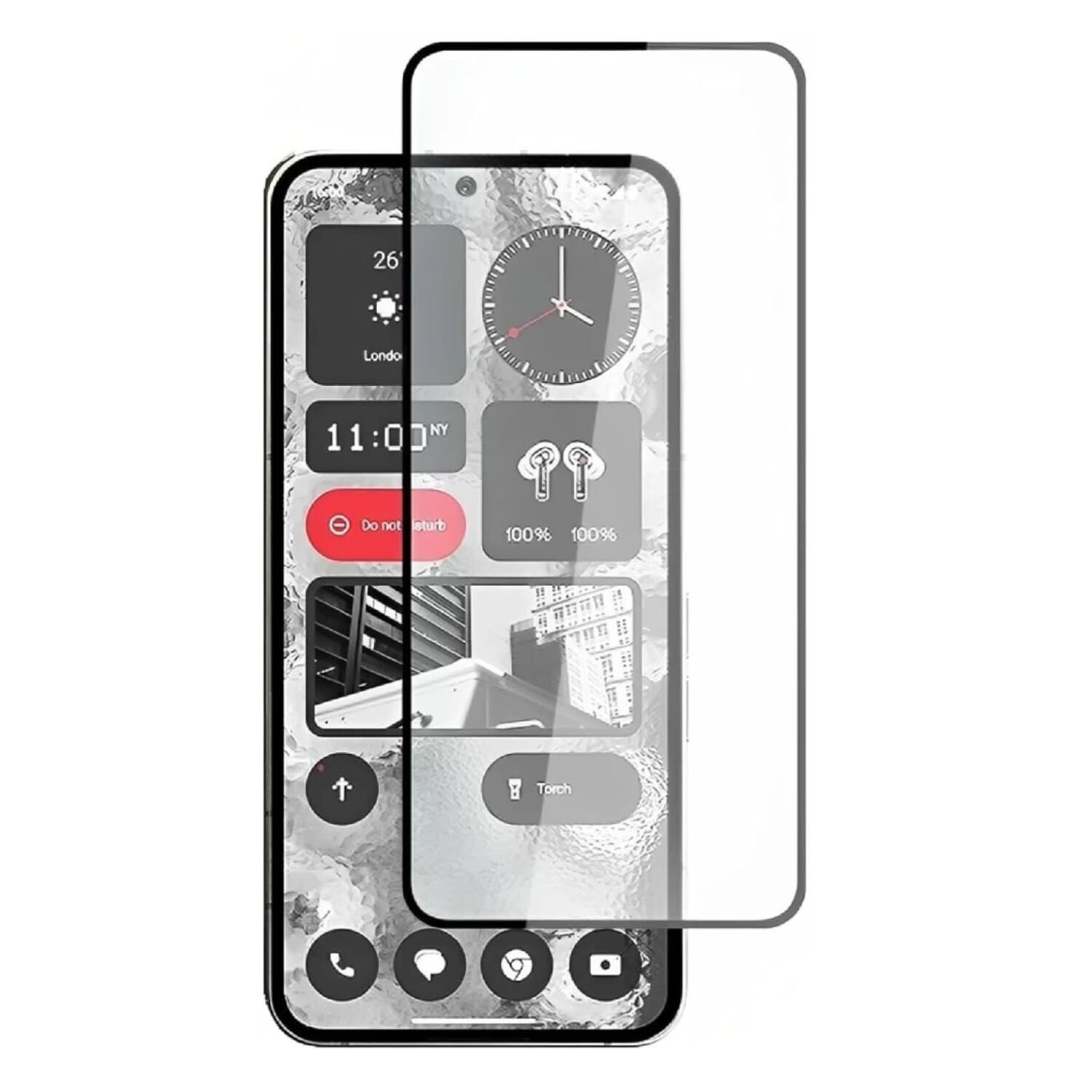 Microcase Nothing Phone 2 Tam Kaplayan Çerçeveli Tempered Ekran Koruyucu - Siyah AL3276