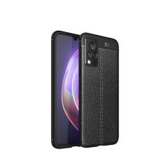 Microcase Vivo V21 4G Leather Tpu Silikon Kılıf - Siyah