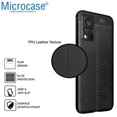 Microcase Vivo V21 4G Leather Tpu Silikon Kılıf - Siyah