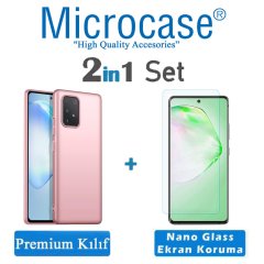 Microcase Samsung Galaxy A91 Premium Matte Silikon Kılıf + Nano Esnek Ekran Koruma Filmi