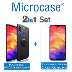 Xiaomi Redmi Note 7 Focus Seri Yüzük Standlı Kılıf + CAM (SEÇİN)