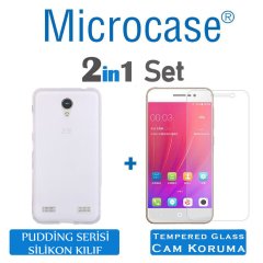 ZTE Blade A520 Pudding Serisi Silikon Kılıf Şeffaf + Cam Koruma