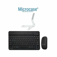 Microcase Samsung Tab A8 X207 X200 10.5 Tablet Bluetooth Klavye (TR Sticker) + Bluetooth Mouse + Tablet Standı - AL2765