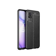 Microcase Vivo V21e 4G Leather Tpu Silikon Kılıf - Siyah