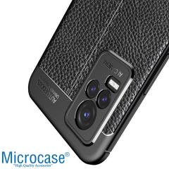 Microcase Vivo V21e 4G Leather Tpu Silikon Kılıf - Siyah