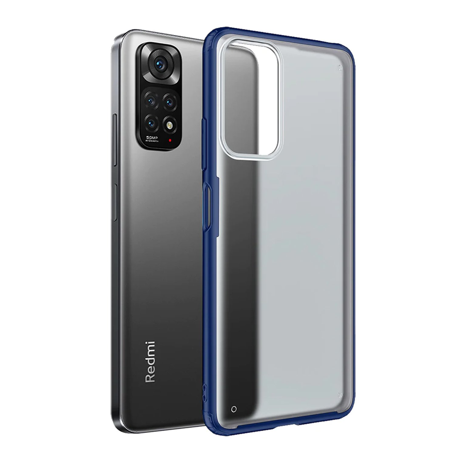Microcase Xiaomi Redmi Note 11 Global 2022 Luna Serisi Köşe Korumalı Sert Rubber Kılıf - Mavi