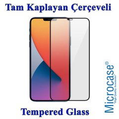 iPhone 12 Mini Tam Kaplayan Çerçeveli Tempered Cam Siyah