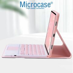 Microcase Huawei MatePad SE 10.4  2022  Tablet ile uyumlu Bluetooth Touchpad Klavye + Standlı Kılıf - BKK5 Pembe
