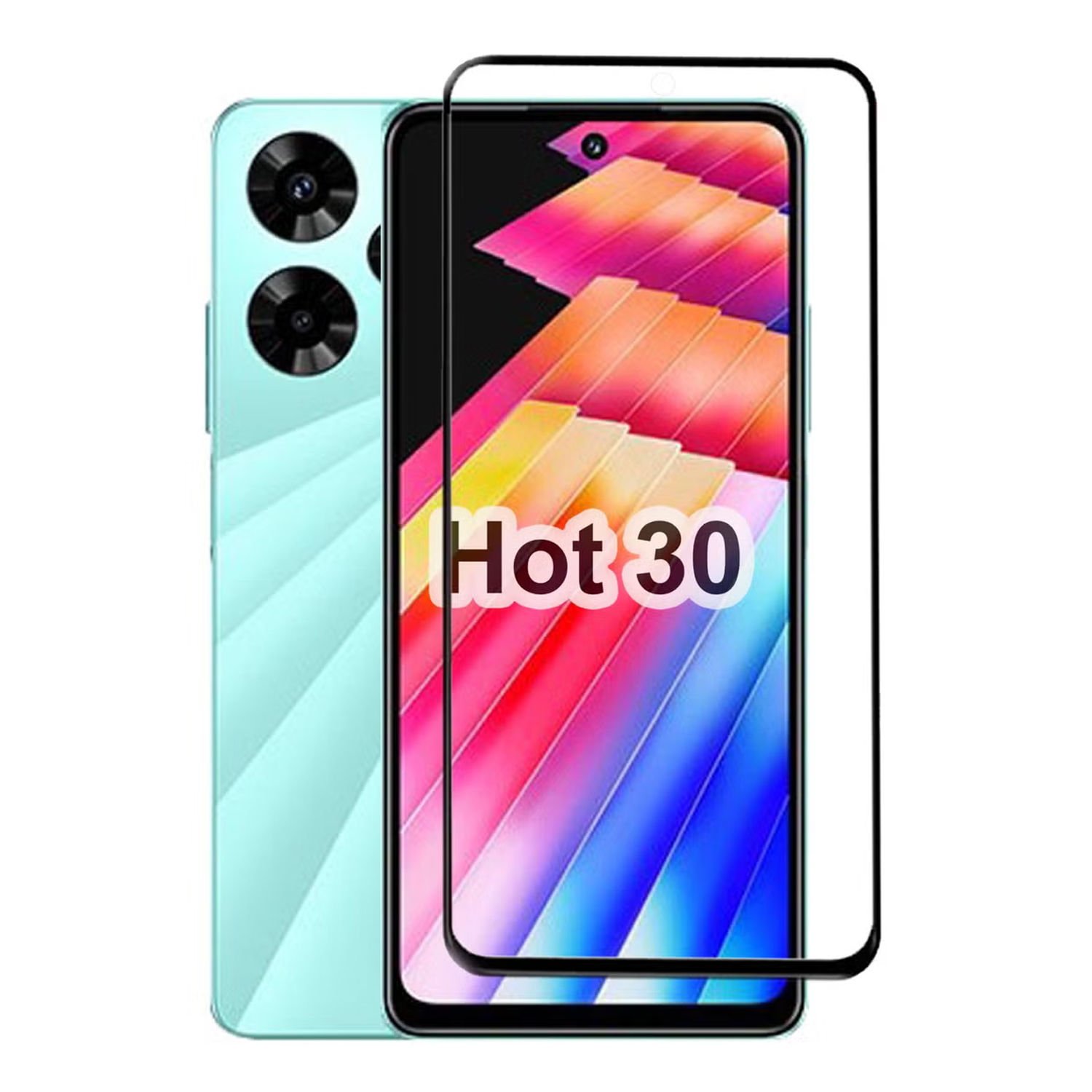 Microcase Infinix Hot 30 X6831 Tam Kaplayan Çerçeveli Tempered Ekran Koruyucu - Siyah AL3276