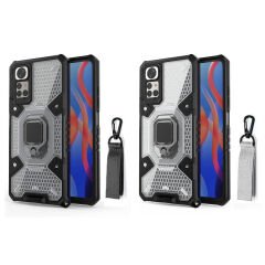 Microcase Xiaomi Redmi Note 11 / 11S Global 2022 Capsule Serisi Kayış Askılı Yüzük Standlı Armor Kılıf - AL8119