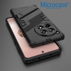 Microcase  Oneplus 12R / Oneplus Ace 3   Matrix Serisi Armor Standlı Perfect Koruma Kılıf - Siyah Al3416