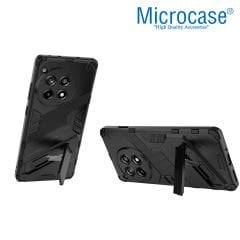 Microcase  Oneplus 12R / Oneplus Ace 3   Matrix Serisi Armor Standlı Perfect Koruma Kılıf - Siyah Al3416