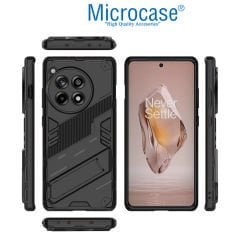 Microcase  Oneplus 12R / Oneplus Ace 3   Matrix Serisi Armor Standlı Perfect Koruma Kılıf - Siyah Al3416