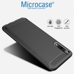 Microcase Samsung Galaxy A30s Brushed Carbon Fiber Silikon Kılıf - Siyah