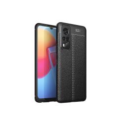 Microcase Vivo Y31 2021 Leather Tpu Silikon Kılıf - Siyah