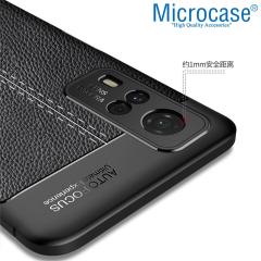 Microcase Vivo Y31 2021 Leather Tpu Silikon Kılıf - Siyah