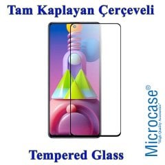 Samsung Galaxy M51 Tam Kaplayan Çerçeveli Tempered Cam Siyah