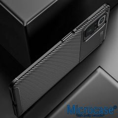 Microcase Xiaomi Redmi Note 11 SE/Redmi Note 10 5G Maxy Serisi Carbon Fiber Silikon Kılıf - Siyah AL3413