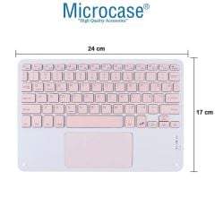 Microcase Huawei MatePad SE 10.4 2022 Tablet ile uyumlu Bluetooth Touchpad Klavye + Bluetooth Mouse + Standlı Kılıf - BKK7 Pembe