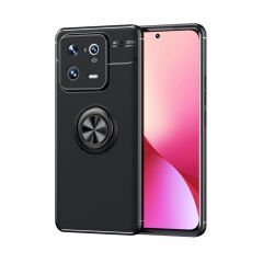 Microcase Xiaomi 13 Pro (Global) Focus Serisi Yüzük Standlı Silikon Kılıf - Siyah AL3363