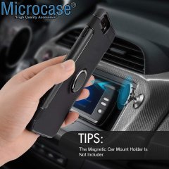 Microcase iPhone 7 Plus Yüzük Standlı Armor Silikon Kılıf - Siyah
