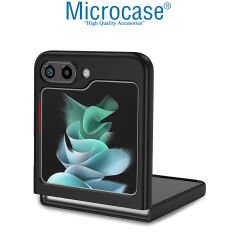 Microcase Samsung Galaxy Z Flip5 Yüzük Standlı Plastik Kılıf - Siyah AL3163