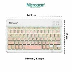 Microcase Samsung Tab A8 X207 X200 10.5 Tablet Uyumlu Tablet Çanta+Türkçe Bluetooth Klavye +Mouse+ Standı - Pembe AL8127