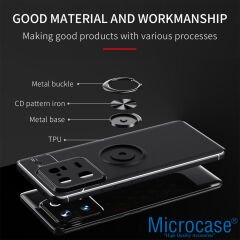Microcase Samsung Galaxy S23 Focus Serisi Yüzük Standlı Silikon Kılıf - Siyah AL3363