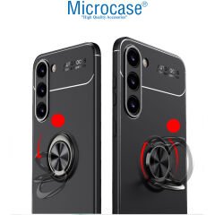 Microcase Samsung Galaxy S23 Focus Serisi Yüzük Standlı Silikon Kılıf - Siyah AL3363