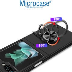 Microcase Samsung Galaxy Z Flip5 Yüzük Standlı Plastik Kılıf - Siyah AL3163