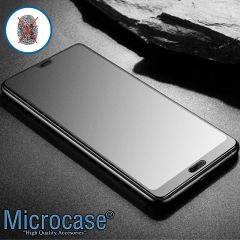 Microcase Huawei Mate 30 Lite Tam Kaplayan Çerçeveli Tempered Ekran Koruyucu - Mat Siyah