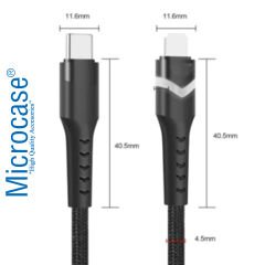 Microcase iPhone Uyumlu Lightning Kablo 27W Type-C Hızlı Şarj LED Işıklı Örgü Kablo AL4051