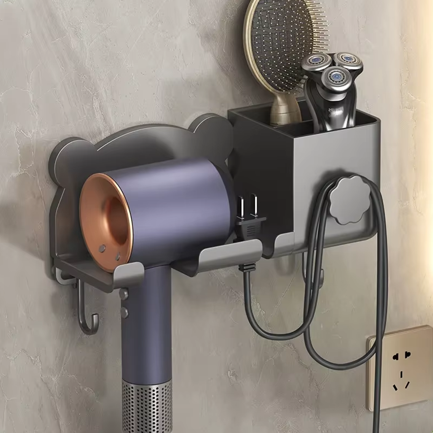 Microcase Çok Fonksiyonlu Saç Kurutma Makinası ve Banyo Malzemeleri İçin Düzenleyici Askılık Stand - AL5050