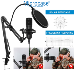 Microcase Yayıncı Mikrofon Seti | V8 Ses Kartı + Stand + Pop Filtre + Shock Mount - AL5260
