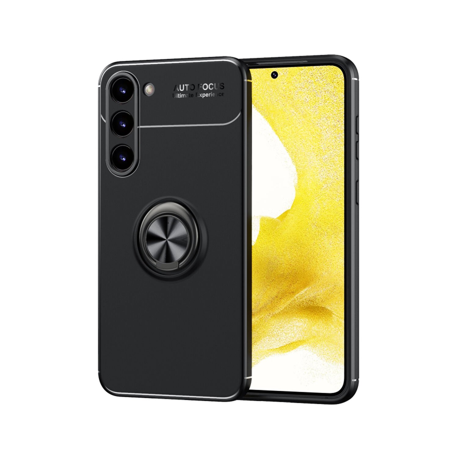 Microcase Samsung Galaxy S23 Plus Focus Serisi Yüzük Standlı Silikon Kılıf - Siyah AL3363