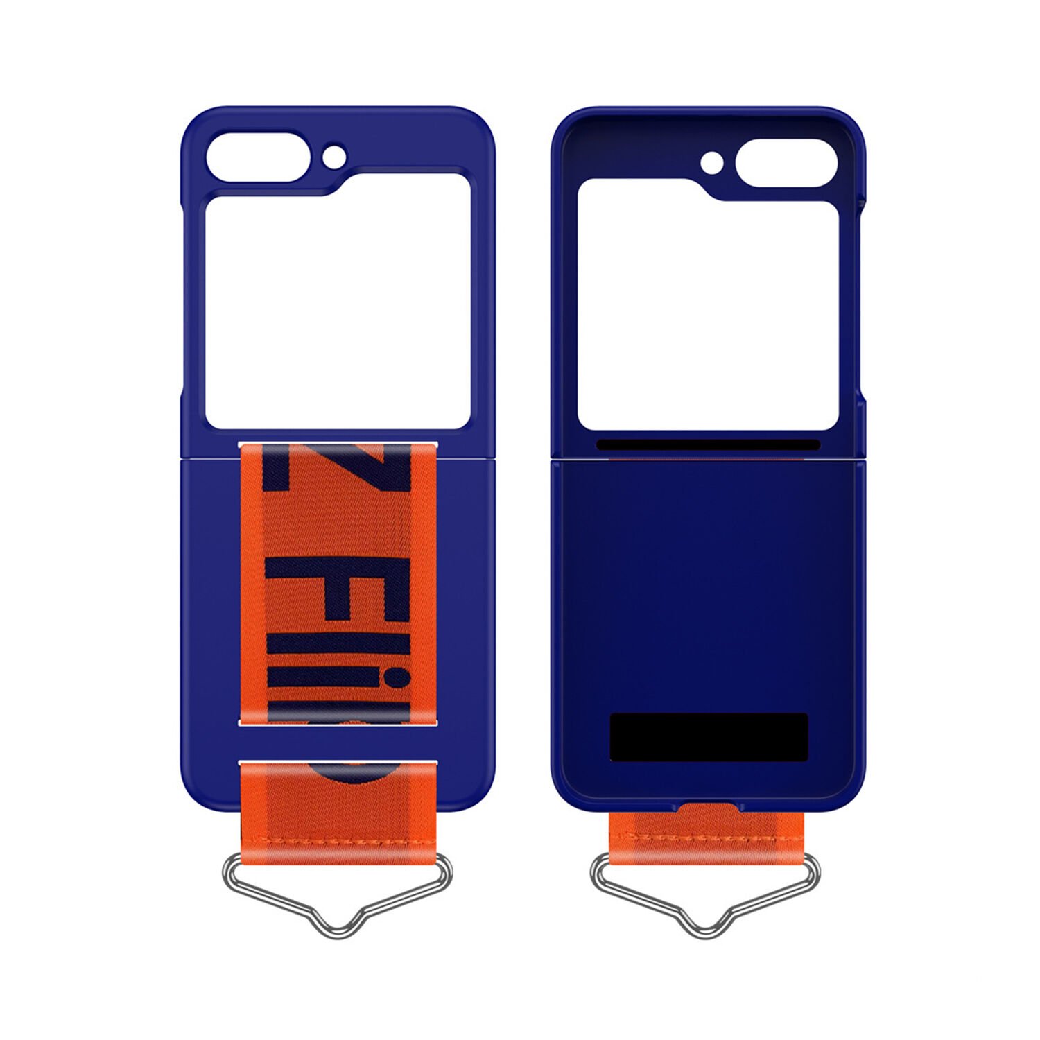 Microcase Samsung Z Flip5 Parmak Tutuculu Kayış Askılı Plastik Kılıf - AL3007 Lacivert