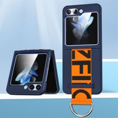 Microcase Samsung Z Flip5 Parmak Tutuculu Kayış Askılı Plastik Kılıf - AL3007 Lacivert