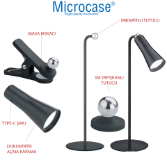 Microcase 3 Renk Modlu Kıskaçlı 360 Döner Mıknatıs Başlıklı Dokunmatik Masaüstü ve Gece Lambası  - AL5261