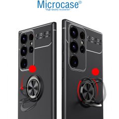 Microcase Samsung Galaxy S23 Ultra Focus Serisi Yüzük Standlı Silikon Kılıf - Siyah AL3363