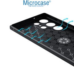 Microcase Samsung Galaxy S23 Ultra Focus Serisi Yüzük Standlı Silikon Kılıf - Siyah AL3363