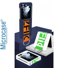 Microcase Samsung Z Flip 5 Parmak Tutuculu Kayış Askılı Plastik Kılıf - AL3007 Beyaz