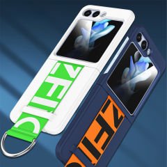 Microcase Samsung Z Flip 5 Parmak Tutuculu Kayış Askılı Plastik Kılıf - AL3007 Beyaz