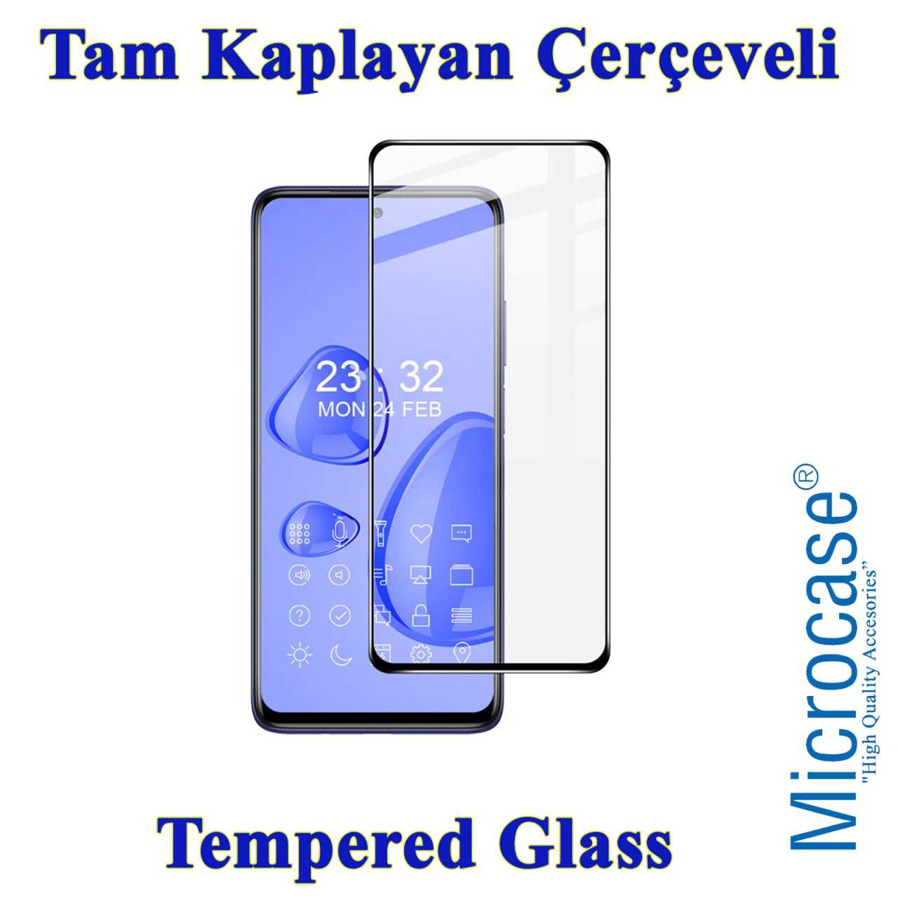 Xiaomi Mi 10T Tam Kaplayan Çerçeveli Tempered Cam Ekran Koruyucu Siyah