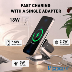 Microcase 3in1 15W Katlanır Manyetik ABS + PC Kasa Kablosuz Şarj Cihazı - AL5262