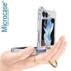 Microcase Samsung Galaxy Z Flip 5 Parmak Tutuculu Askılı Köşe Korumalı Kılıf - AL3159