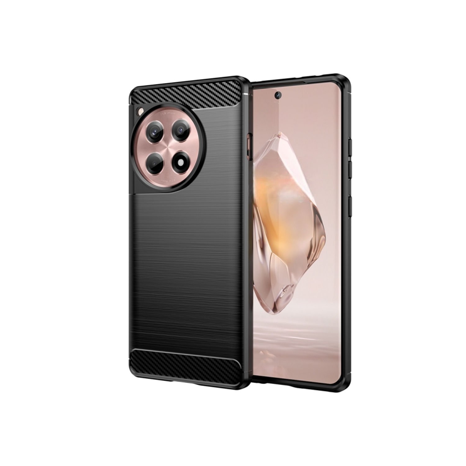 Microcase  Oneplus 12R / Oneplus Ace 3 Brushed Carbon Fiber Silikon Kılıf - Siyah AL3332