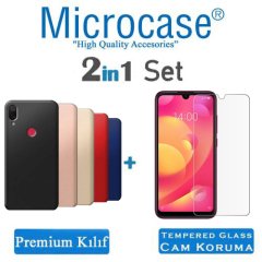 Microcase Xiaomi Mi Play Premium Matte Silikon Kılıf + Tempered Glass Cam Koruma (SEÇ)
