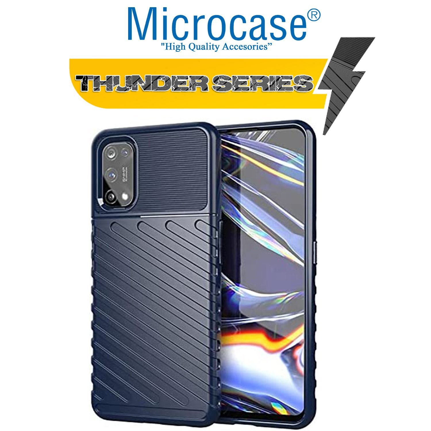 Microcase Realme 7 Pro Thunder Serisi Darbeye Dayanıklı Silikon Kılıf - Mavi