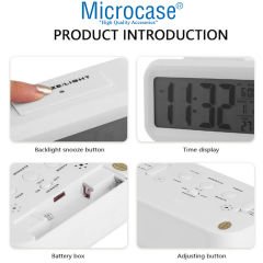 Microcase Dijital Masa Saati Fotoselli Alarmlı Işıklı Termometre Takvim Çalar Saatli AL4056